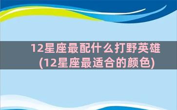 12星座最配什么打野英雄(12星座最适合的颜色)