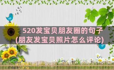 520发宝贝朋友圈的句子(朋友发宝贝照片怎么评论)