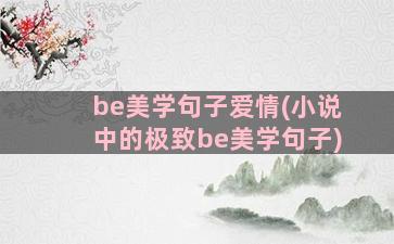 be美学句子爱情(小说中的极致be美学句子)