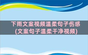 下雨文案视频温柔句子伤感(文案句子温柔干净视频)