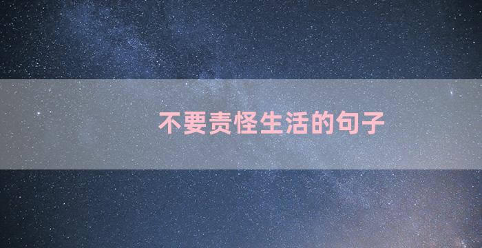 不要责怪生活的句子