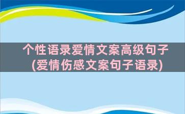 个性语录爱情文案高级句子(爱情伤感文案句子语录)