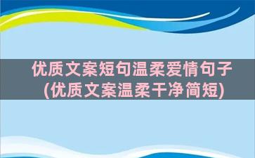 优质文案短句温柔爱情句子(优质文案温柔干净简短)