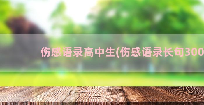 伤感语录高中生(伤感语录长句300字)