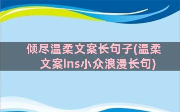 倾尽温柔文案长句子(温柔文案ins小众浪漫长句)