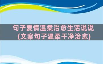 句子爱情温柔治愈生活说说(文案句子温柔干净治愈)