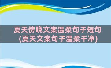 夏天傍晚文案温柔句子短句(夏天文案句子温柔干净)