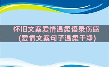 怀旧文案爱情温柔语录伤感(爱情文案句子温柔干净)