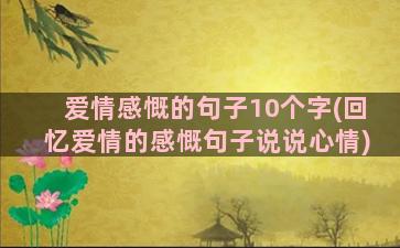 爱情感慨的句子10个字(回忆爱情的感慨句子说说心情)