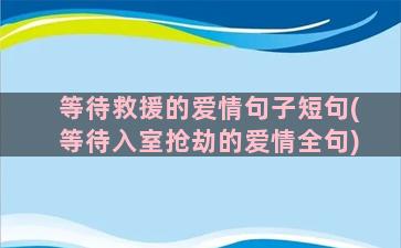 等待救援的爱情句子短句(等待入室抢劫的爱情全句)