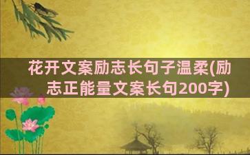 花开文案励志长句子温柔(励志正能量文案长句200字)